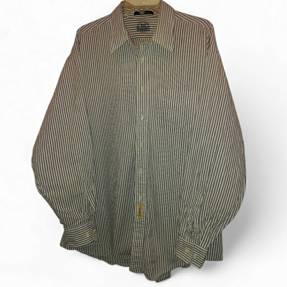Men's Blue and White Oversize Striped Button Down Shirt, Size XL, GUC